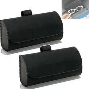 2 Pack Sunglasses Case for Car Sun Visor,Visor Sunglasses Holder with Magnetic Closure, Auto Eyeglasses Protective Storage Box,Sunglass Holders Glasses Case Leather for Car, Trucks,Vehicle ,SUV in Saudi Arabia