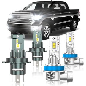 Fit for Toyota Tundra 2014-2021 Light Bulbs, High/Low Beam Fog Light Bulbs Combo, 800% Brightness, 6000K Cool White, Plug and Play, Pack of 4 in Saudi Arabia