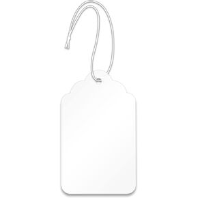 SmartSign White Price Tags with Pre-Strung Loop Strings - Pack of 1000 Marking Tags, Size-9, 12pt Thick Blank Merchandise Tags, 3.25" x 2" Jewelry Tags in Saudi Arabia