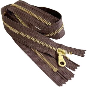 #5 YKK Brass Donut Pull Medium Weight Closed End Zipper - Tape Color: Brown #570 - Choose Your Length - 1 Zipper Per Pack - Made in The United States (14" Inches) in Kuwait