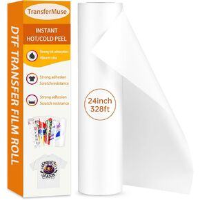 DTF Transfer Film Roll Double-Sided Matte Instant Hot Peel PET Transfer Paper Direct to Film (13in x 328ft) in Saudi Arabia