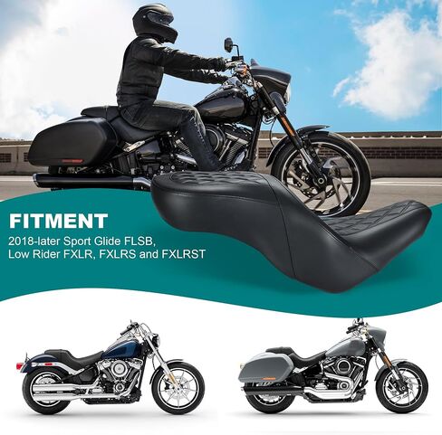 MoKitDora One-Piece Softail Driver Passenger Seat for Harley 2018-Later Harley Low Rider FXLR FXLRS FXLRST and Sport Glide FLSB Models, Lattice Stitched in Kuwait