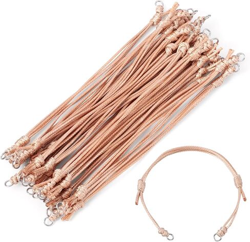 20Pcs Black Adjustable Braided Cord Colorful Waxed Thread Half Finished Bracelet with Jump Rings for Wrist DIY Women Jewelry Making Friendship Fashion Bangle Accessory in Saudi Arabia