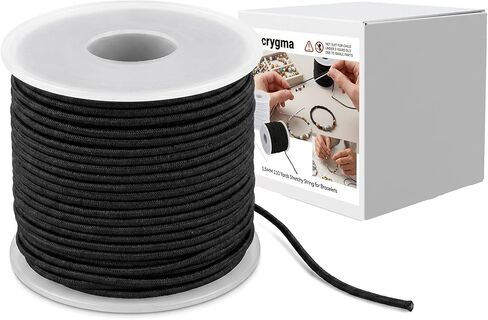 1.5mm Stretchy Elastic Cord for Bracelets, 110 Yards Black Nylon Cord for Beading, Wind Chime, Necklace & DIY Jewelry Making in Kuwait