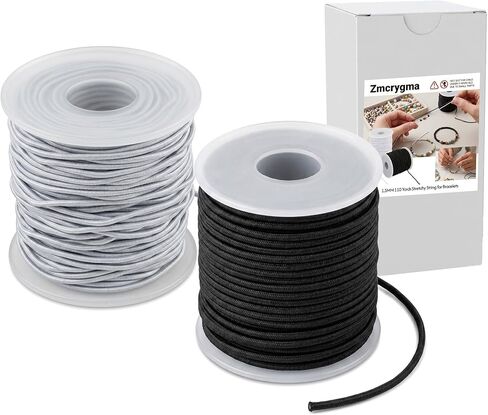 1.5mm Stretchy Elastic Cord for Bracelets, 110 Yards Black Nylon Cord for Beading, Wind Chime, Necklace & DIY Jewelry Making in Kuwait