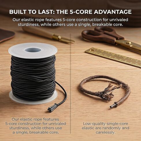 1.5mm Stretchy Elastic Cord for Bracelets, 110 Yards Black Nylon Cord for Beading, Wind Chime, Necklace & DIY Jewelry Making in Kuwait