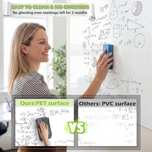 AFMAT Whiteboard Sticker for Wall, 4x8ft White Board Paper, Super Sticky Dry Erase Wallpaper, Peel and Stick Dry Erase Board with 20 Markers, No Ghosting Whiteboard Paper for Home Office Classroom in Kuwait
