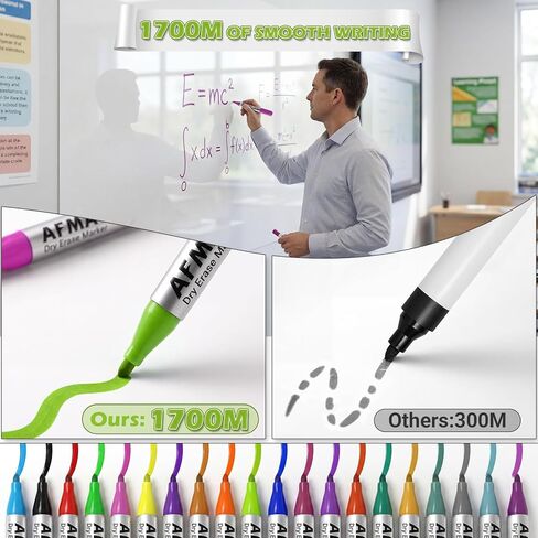 AFMAT Whiteboard Sticker for Wall, 4x8ft White Board Paper, Super Sticky Dry Erase Wallpaper, Peel and Stick Dry Erase Board with 20 Markers, No Ghosting Whiteboard Paper for Home Office Classroom in Kuwait