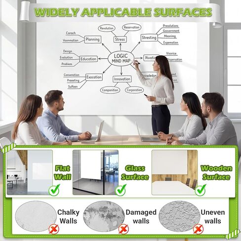 AFMAT Whiteboard Sticker for Wall, 4x8ft White Board Paper, Super Sticky Dry Erase Wallpaper, Peel and Stick Dry Erase Board with 20 Markers, No Ghosting Whiteboard Paper for Home Office Classroom in Kuwait