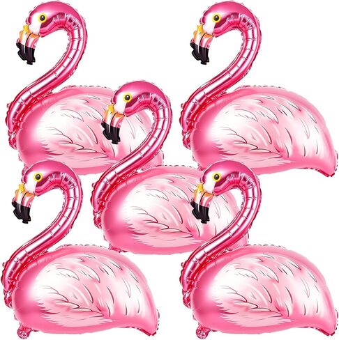 5Pcs Tropical Hibiscus Foil Balloons, Pink Hibiscus Flowers Balloon for Magic Theme Summer Hawaiian Luau Aloha Birthday Party Decorations in Saudi Arabia