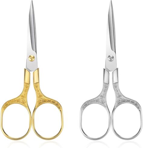 Small Embroidery Scissors, 2 Pack 5 Inch Vintage Embroidery Scissors Crochet Scissors with Stainless Steel Sharp Blade for Crafting, Sewing, Needlework, Cutting, Handicraft, Knitting in Kuwait