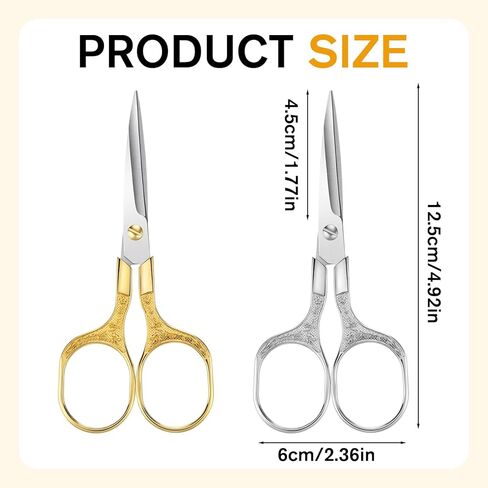Small Embroidery Scissors, 2 Pack 5 Inch Vintage Embroidery Scissors Crochet Scissors with Stainless Steel Sharp Blade for Crafting, Sewing, Needlework, Cutting, Handicraft, Knitting in Kuwait