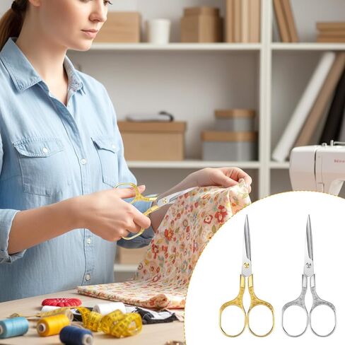 Small Embroidery Scissors, 2 Pack 5 Inch Vintage Embroidery Scissors Crochet Scissors with Stainless Steel Sharp Blade for Crafting, Sewing, Needlework, Cutting, Handicraft, Knitting in Kuwait