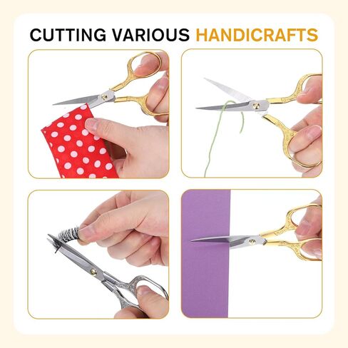 Small Embroidery Scissors, 2 Pack 5 Inch Vintage Embroidery Scissors Crochet Scissors with Stainless Steel Sharp Blade for Crafting, Sewing, Needlework, Cutting, Handicraft, Knitting in Kuwait