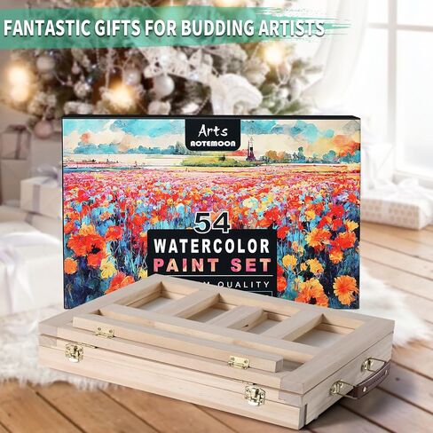 54 Pieces Watercolor Paint Set with Tabletop Easel, Complete Starter Painting Art Supplies with Watercolor Paints, Canvases, Sketch Pads, Brushes and Palette for Beginners Young Artists and Adults in Saudi Arabia