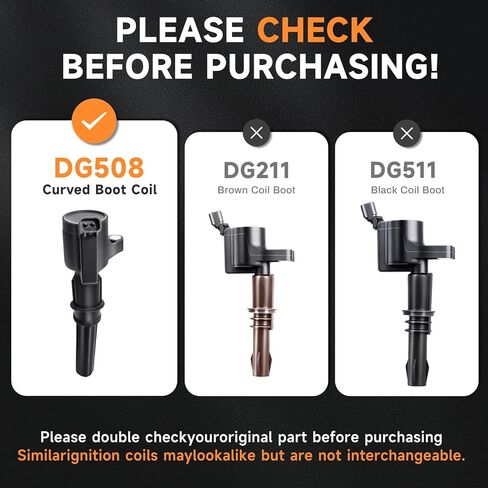 8PCS Ignition Coil Pack Compatible with 4.6L 5.4L Ford Crown Victoria E-150 Excursion Expedition Explorer F-150 F-250 F-350 Super Duty Mustang E-150 Lincoln, DG508, FD504, FD503, FD493 in Saudi Arabia