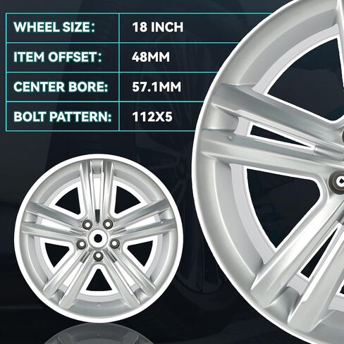New Single 18x8 inch 18 Inch 18x8" Premium Aluminum Alloy Wheel Rim Fits for Volkswagen Passat 2012 2013 2014 2015, OEM Design Replacement Rim, ALY69929U20N in Saudi Arabia