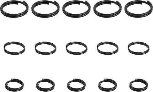 15PCS Titanium Key Rings, 10/12/15mm Lightweight Small Key Rings, Durable Black Keychain Rings for Keys, Necklaces, Jewelry Attachment in Saudi Arabia
