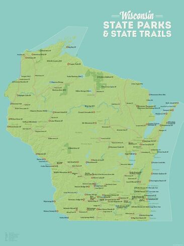 Best Maps Ever Wisconsin State Parks Map Poster (Natural Earth) 18 x 24 inches Satin Paper Finish Recreation Map in Saudi Arabia