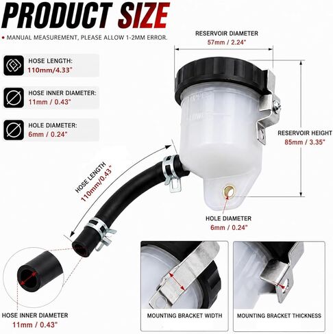 Brake Fluid Reservoir Tank with Hose for Kawasaki Ninja ZX6R ZX7R ZX10R ZX14R Z1000 ZZR600, Front Brake Clutch Master Cylinder Oil Cup Compatible with Suzuki GSXR 600 750 1000 SV650 SV1000 TL1000 in Saudi Arabia