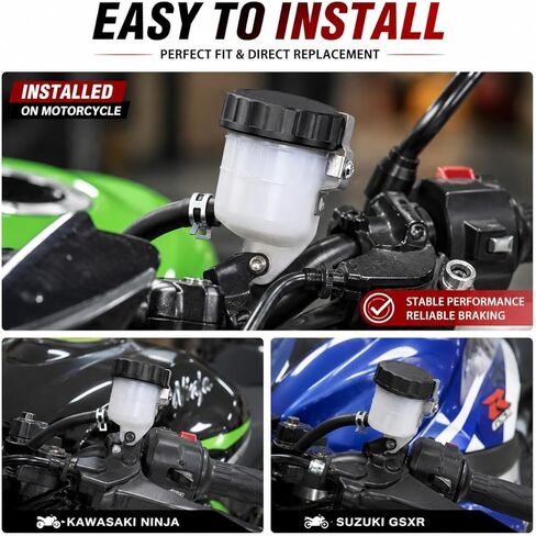 Brake Fluid Reservoir Tank with Hose for Kawasaki Ninja ZX6R ZX7R ZX10R ZX14R Z1000 ZZR600, Front Brake Clutch Master Cylinder Oil Cup Compatible with Suzuki GSXR 600 750 1000 SV650 SV1000 TL1000 in Saudi Arabia
