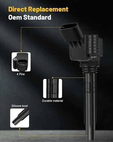 مجموعة OCPTY مكونة من 4 حزم ملف إشعال متوافقة مع Audi A3 A4 A5 لـ Quattro 2015-2020، لـ S3 2015-2020، لـ S4 2018-2021، لـ Volkswagen for Beetle وJetta وPassat 2014-2019 OE#UF765 in Kuwait