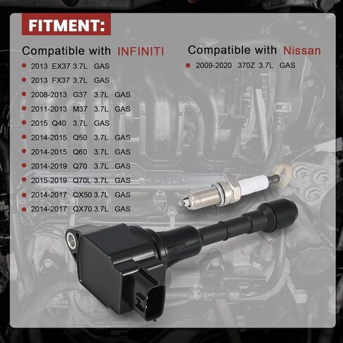 UF617 Ignition Coil Pack and Double Iridium Spark Plugs Set of 6 Compatible with Infiniti Q40 Q50 Q60 QX50 QX70 G37 M37 Nissan 370Z 2009-2020 Replaces# 22448EY00A in Kuwait