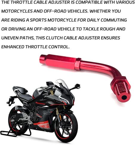Motorcycle Throttle Cable Ends Adjuster, Aluminum Alloy 90 Degree Bendy Clutch Cable Adjuster Throttle Regulator, Universal M10×1.25 Nut Accelerator Wire Guide for Motorcycle Dirt Bike (Red) in Saudi Arabia
