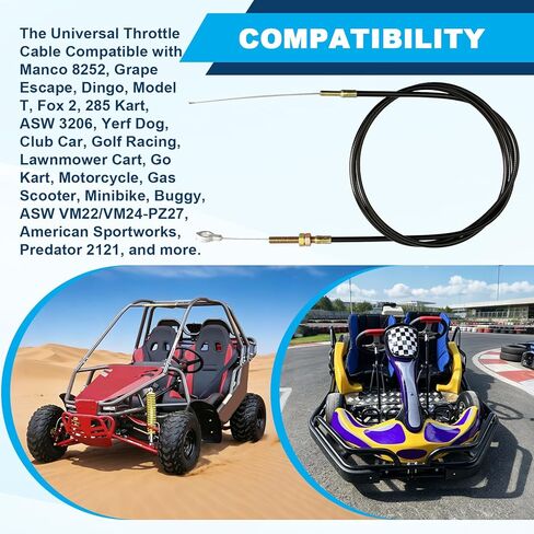 كابل خانق عالمي مقاس 60 بوصة لسيارات Go-Karts والدراجات النارية والدراجات البخارية التي تعمل بالغاز والدراجات الصغيرة ومركبات ATV in Kuwait