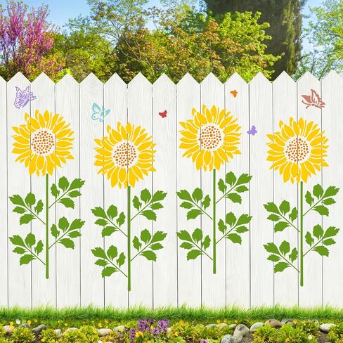 12PCS Large Reusable Flower Stencils for Painting - 11.8x11.8 Inch DIY Art Stencils for Wood, Walls, Furniture, Fabric, Garden Decor (Multiple Floral Designs Including Sunflower, Daisy, Butterfly) in Saudi Arabia