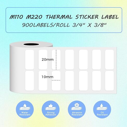 Multi-Purpose White Self-Adhesive Label Paper Compatible with Phomemo M100/M200/M110/M220/M120/M221 Label Printer, 3/4" X 3/8"(20x10mm), 900 Labels/Roll,1 Roll in Saudi Arabia