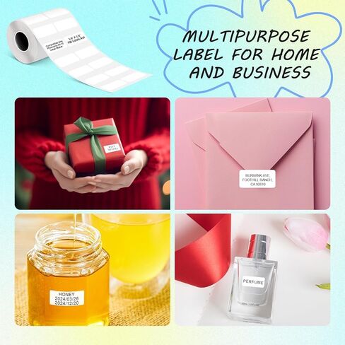 Multi-Purpose White Self-Adhesive Label Paper Compatible with Phomemo M100/M200/M110/M220/M120/M221 Label Printer, 3/4" X 3/8"(20x10mm), 900 Labels/Roll,1 Roll in Saudi Arabia