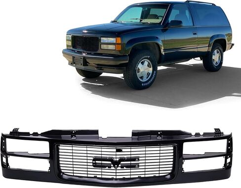 شبكة أمامية مزودة بغطاء أسود وإدراج أسود متوافق مع 1994-2000 GMC C/K 1500 2500 3500 Yukon مع نوع المصابيح الأمامية المركبة in Kuwait