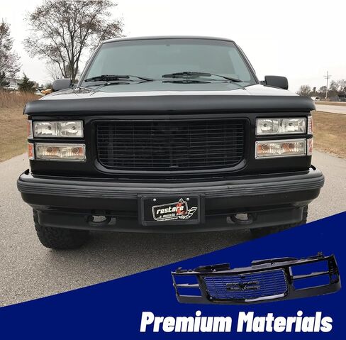 شبكة أمامية مزودة بغطاء أسود وإدراج أسود متوافق مع 1994-2000 GMC C/K 1500 2500 3500 Yukon مع نوع المصابيح الأمامية المركبة in Saudi Arabia