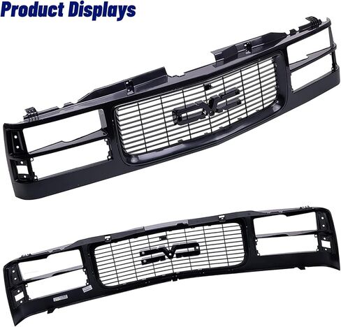 شبكة أمامية مزودة بغطاء أسود وإدراج أسود متوافق مع 1994-2000 GMC C/K 1500 2500 3500 Yukon مع نوع المصابيح الأمامية المركبة in Saudi Arabia