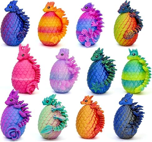 12PCS 3D Printed Dragon Eggs, Prefilled Easter Dragon Egg with Articulated Dragon Toy,for Desktop Decoration & Collectible Easter Party in Saudi Arabia