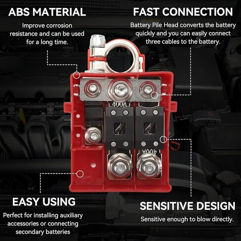 Battery Terminal Fuse Block, 32V 400A Fuse Box Short Circuit Protection Battery Distribution Engine Compartment for Auto Vehicle Marine Car RV Boat Caravans Accessories in Kuwait
