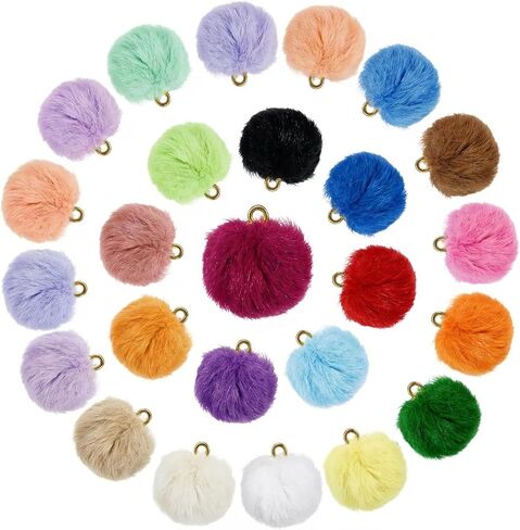 125 قطعة من سلاسل المفاتيح Pompom، سلسلة مفاتيح صغيرة ملونة بوم بوم لسلاسل المفاتيح DIY Poms Poms Crafts لسلاسل المفاتيح وأقراط الشرابة وقلادة صناعة المجوهرات، 25 لونًا in Kuwait