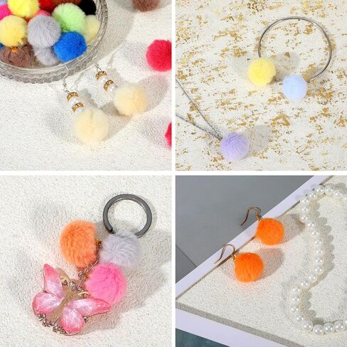 125 قطعة من سلاسل المفاتيح Pompom، سلسلة مفاتيح صغيرة ملونة بوم بوم لسلاسل المفاتيح DIY Poms Poms Crafts لسلاسل المفاتيح وأقراط الشرابة وقلادة صناعة المجوهرات، 25 لونًا in Kuwait