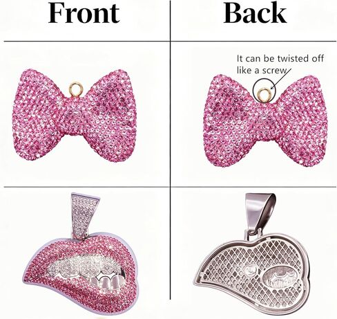 Pink Junk Case Charms Kit,Junks Phone Cases,Large Charm Kit with 3D Rhinestone Cool teeth / lips / Bows / Chain Bags / Hearts / Cross / Flowers,Big Charms for Customizing DIY Cases,Flatback Rhinestone for Customizing DIY Craft Accessories in Saudi Arabia