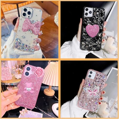 Pink Junk Case Charms Kit,Junks Phone Cases,Large Charm Kit with 3D Rhinestone Cool teeth / lips / Bows / Chain Bags / Hearts / Cross / Flowers,Big Charms for Customizing DIY Cases,Flatback Rhinestone for Customizing DIY Craft Accessories in Saudi Arabia