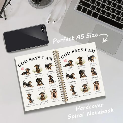 Christian Dachshund Notebook Journal, God Says You are Bible Verse Weiner Dog Journal, Dachshund Gifts for Women, Weiner Dog Gifts, Religious Scripture Hardcover Spiral Notebook 5.5x8.3 Inch in Kuwait