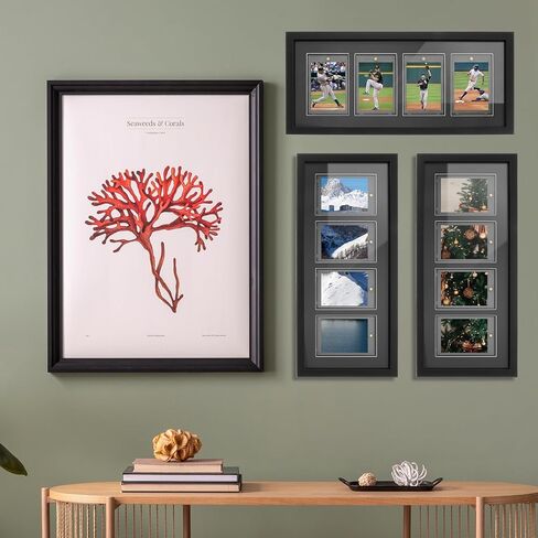 Trading Card Display Frame for 4 Standard Cards - Wall Mount Baseball Card Display Case with UV Protection Magnetic Card Holder, Display For Sports Baseball Basketball Football Trading Standard Cards, in Kuwait