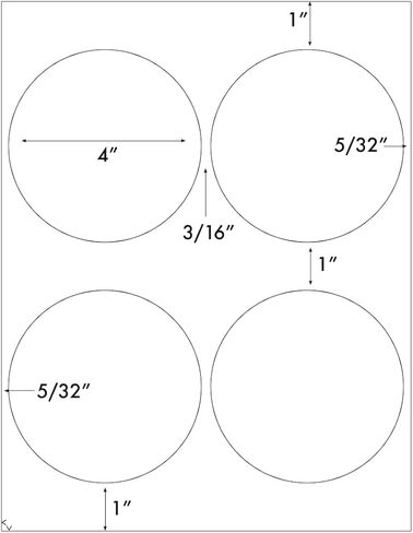 High Glossy Laser White 4" Diameter Circular Labels w/Permanent Adhesive – 4 Per Sheet – 100 Sheets in Saudi Arabia