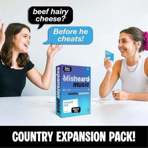 Lucky Egg Misheard Music: Country Expansion – Add-On Card Pack for The Original Misheard Music Game, 100 Country Lyrical Nonsense Cards, Base Game Required in Saudi Arabia