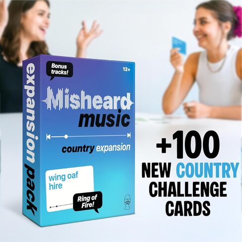 Lucky Egg Misheard Music: Country Expansion – Add-On Card Pack for The Original Misheard Music Game, 100 Country Lyrical Nonsense Cards, Base Game Required in Saudi Arabia