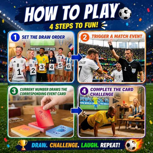 2026 World Soccer Party Game – Interactive Truth or Dare Card Game for Live Match Watch Parties, 120 Football Challenge & Question Cards for Family & Friends, 2+ Player in Saudi Arabia