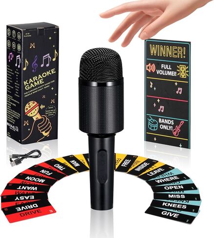 2026 Grab Microphone Game with Real Microphone, 2-10 Players -Singing Party Game for Adults, Family, Teens, 250 Lyric Challenge(135 Cards), Fun Music Mic for Games Night, Christmas, Birthday Party in Saudi Arabia