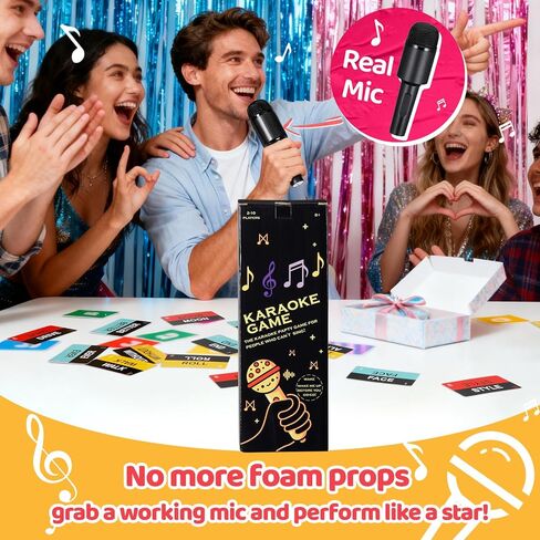 2026 Grab Microphone Game with Real Microphone, 2-10 Players -Singing Party Game for Adults, Family, Teens, 250 Lyric Challenge(135 Cards), Fun Music Mic for Games Night, Christmas, Birthday Party in Saudi Arabia