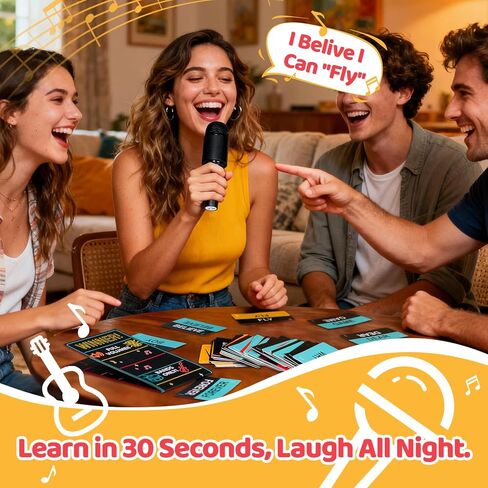 2026 Grab Microphone Game with Real Microphone, 2-10 Players -Singing Party Game for Adults, Family, Teens, 250 Lyric Challenge(135 Cards), Fun Music Mic for Games Night, Christmas, Birthday Party in Saudi Arabia
